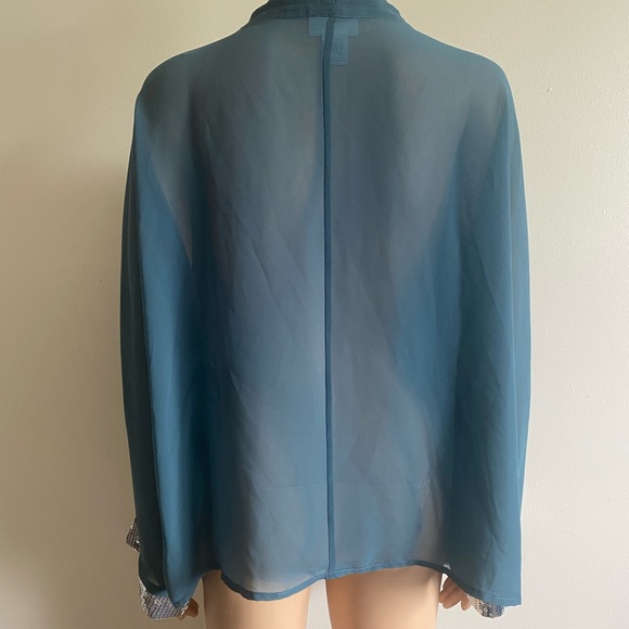 3/$35 Soft Surroundings Sequin Sleeve  Sheer Cardigan - Picture 10 of 11